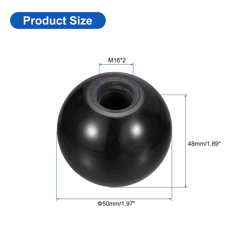 sourcing map 2Pcs Threaded Ball Knobs, M16 Female Thread Phenolic