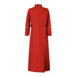 Men's Cassock Choir Long Cassock Minister Robe Clergy Pulpit Liturgical Church Robe 4 Colors (Red, L)