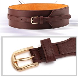 Toptim Women Wide Knotted Belt Design PU Leather Waistbands Simple Width Belt (Brown, Suit For Waist 25-31.5")