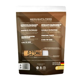 1000 Medusafilters Premium Activated Carbon Filters Slim 6 mm Diameter Tip Size Organic Edition with Vegan Fibre Caps and Coconut Shell Activated Carbon for More Pleasant and Low-Toxic Smoking