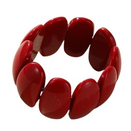 Kicomvi Chunky Multicolor Acrylic Bangle Elastic Irregular Square Resin Beaded Wristbands Cuff Bangle for Women-red