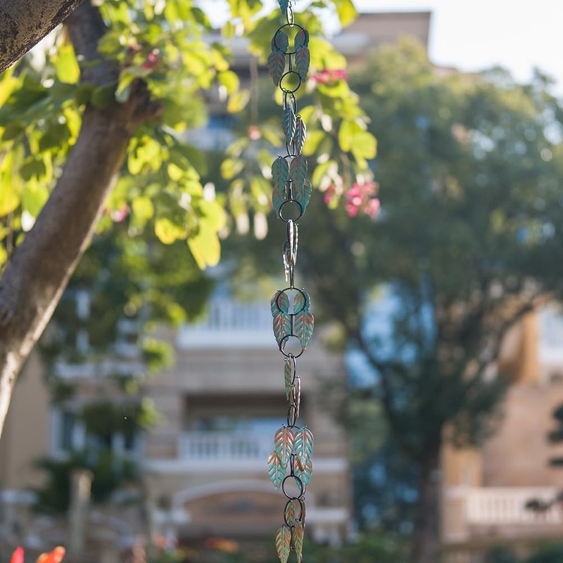 Rain Chains for Gutters Outside, 7.87FT Adjustable Metal Rain Catcher