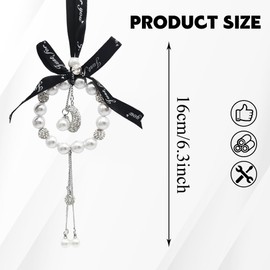 Bling Car Rearview Mirror Hanging, Crystal Rhinestone Vehicle Rear View Pendant, Cute Automotive Interior Hanger Decoration Accessories, Universal for SUV Sedan Truck
