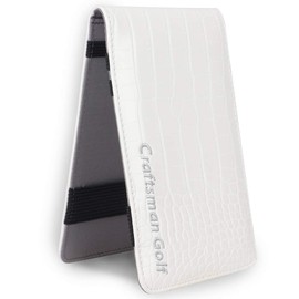 CRAFTSMAN GOLF Crocodile Pattern Golf Scorecard Holder and Yardage Book Cover Case Protector (White)
