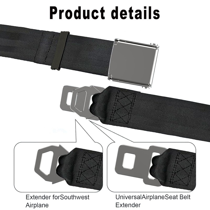 BEANPRECOY 2 in 1 Airplane Seat Belt Extender, Adjustable 7-32"