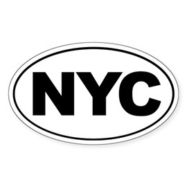 CafePress New York City NYC (White) Oval Car Bumper Sticker