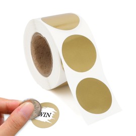 Scratch Off Stickers, 300 Pack 1" Sticker Labels, Scratch Off Cards, 1 Roll Round Scratch Off Stickers Labels, Self Adhesive Labels for Baby Showers Wedding DIY Lottery Tickets Birthday Gift, Gold