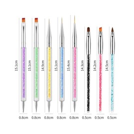 HIGHROCK 8PCS Nail Art Liner Brushes Pens Dual-Ended Nail Art Point Drill Drawing Brush Pen Acrylic Manicure Tool Nail Art Design Dotting Pen Tools