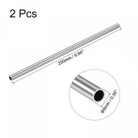 sourcing map 316 Stainless Steel Tube, 9mm OD 1mm Wall Thickness 250mm Length Pipe 3 Pcs