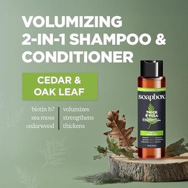 Soapbox Paquete variado de champú y acondicionador 2 en 1 para hombre, 1 cuidado del cuero cabelludo y 1 grueso y completo, ingredientes limpios libre