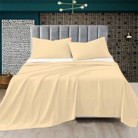 R&Z Plain Luxuary Polycotton Flat Sheets Single, Double, King, S King (Latte/Mocha, Double)