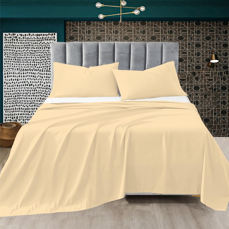 R&Z Plain Luxuary Polycotton Flat Sheets Single, Double, King, S