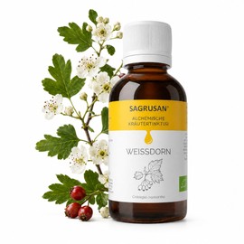 SAGRUSAN Hawthorn Tincture Organic 100 ml - Crataegus Monogyna & Crataegus Oxyacantha Herbal Extract of Leaves and Flowers, Vegan, Organic Drops, Liquid Plant Extract, Natural Product Austria Premium.
