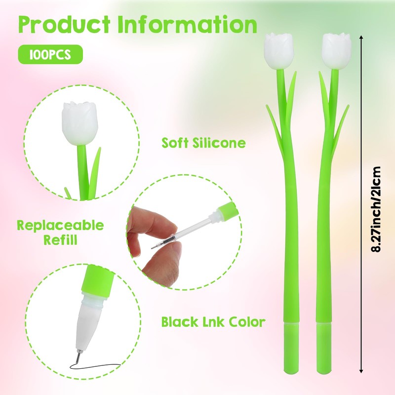 MAQUITA 100 Pieces Color Changing Flower Pens Bulk, Rose Gel