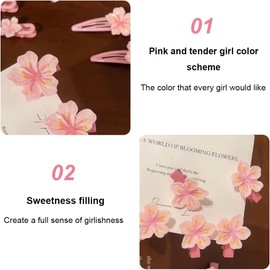 Pack of 5 HSYTEK Cherry Blossom Duckbill Clip, Cute Flower Hair Claw Clip, Large Flower Shape Hair Claw Clip, Suitable for Female Girls Hair Styling, Beach Party Pool Accessories