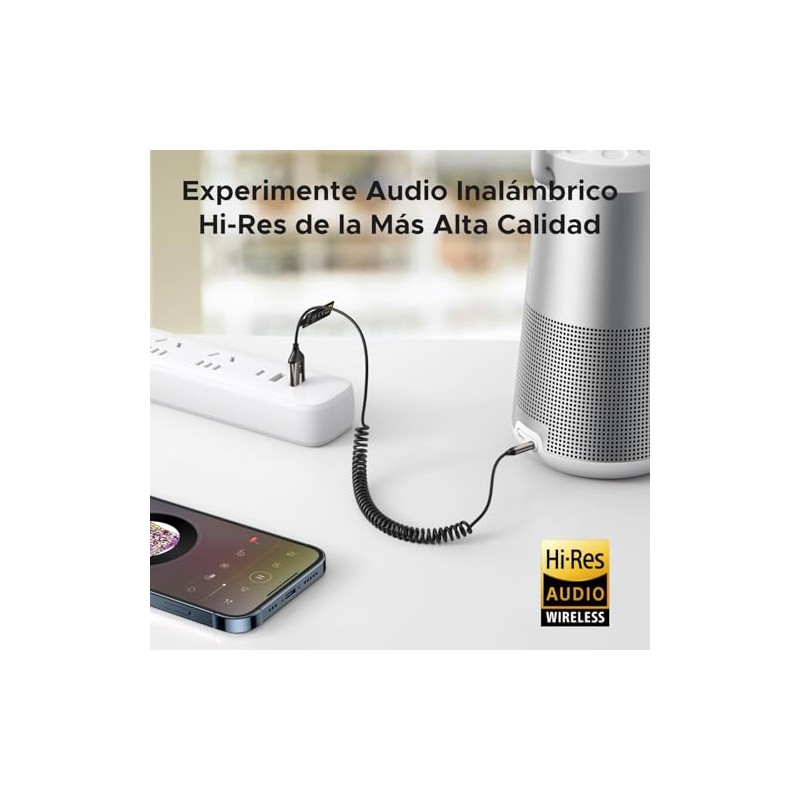 UGREEN Adaptador Aux a Bluetooth 6.0 para Coche con LDAC,