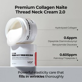 MDP+ PREMIUM COLLAGEN NAITE THREAD NECK CREAM 2.0, Skin Tightening, Firming, 3.38oz/100ml, Anti-aging, Moisturizer Face Cream, Neck & Décolleté Wrinkles, Soft Smooth Skin