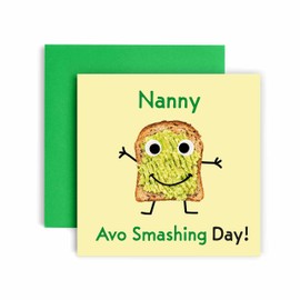 Huxters Birthday Cards for Women – Avo Smashing Nanny Happy Birthday Card – Nanny Birthday Card with Lovely Pink Envelope – Funny Birthday Card for Nanny (Nanny)