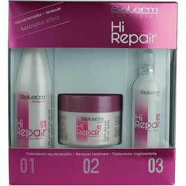 SALERM - Damaged Hair Repair Treatment - Hi Repair Pack with Shampoo 250 ml + Mask 250 ml + Finish 100 ml - Deep Hydration for Damaged Hair - Revitalizes and Rejuvenates - Immediate Effect
