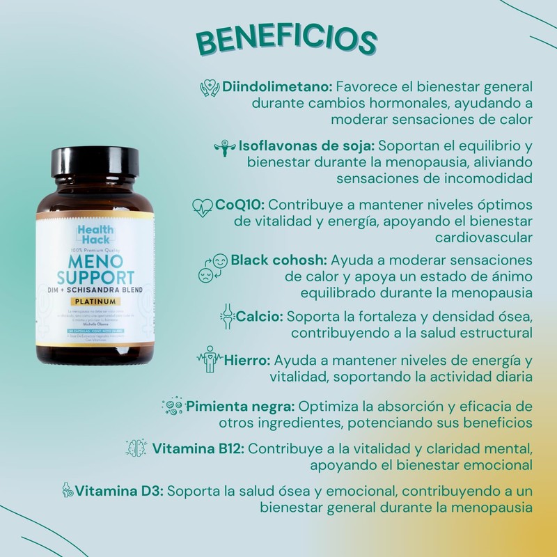 Health Hack Meno Support Platinum | Suplemento Contra Síntomas de