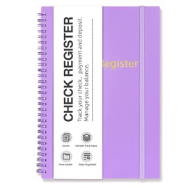 Check Registers for Personal Checkbook, Double Spiral Large Check Register Book, Budget Planner with Check Register for Personal and Work, 7.5'' x 10'' - Purple