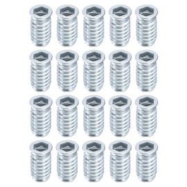 sourcing map 30Pcs Threaded Inserts, M10-1.5x30 Zinc Plated Carbon Steel Hex Socket Drive Screw-in Nut Threaded Inserts for Wood Working Tools and Accessories
