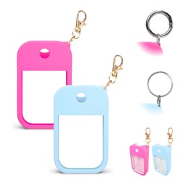 MILASONUS 2 PCS Soft Silicone Case for Touchland Power Mist (1FL. OZ./30 mL), Protective and Stylish Case with Keychain Compatible with Touchland Hand Sanitizer Spray (hot pink+blue)