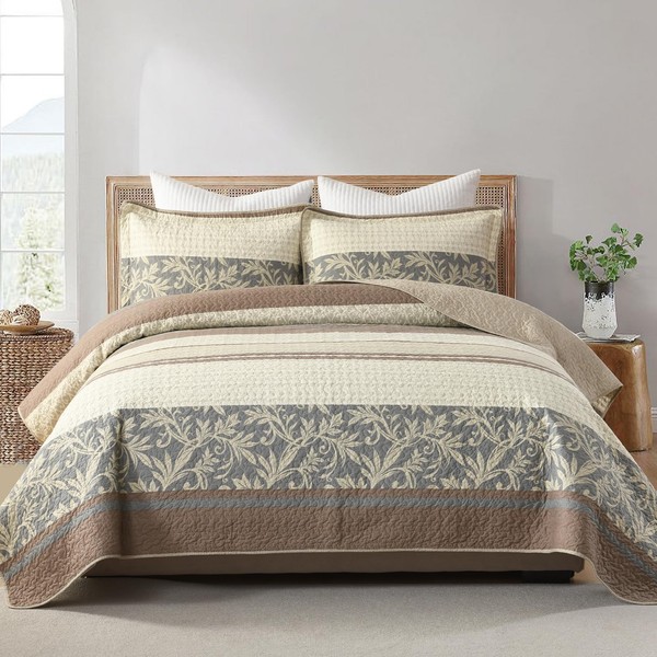 SahSahCasa Quilt Set Queen Size, 100% Cotton, Queen Comforter Set,