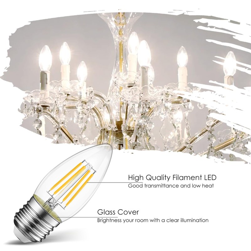 LVWIT B11 LED Filament Bulb E26 Candelabra Medium Base 5000K