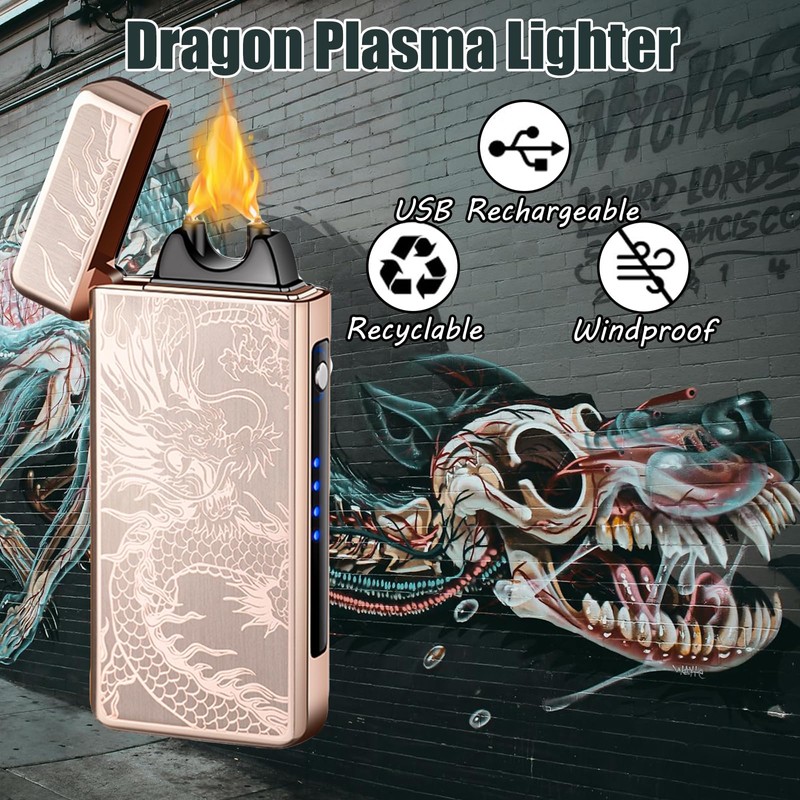 RSBYE Electric Lighters - Plasma Dragon, USB Rechargeable, Windproof Flame,