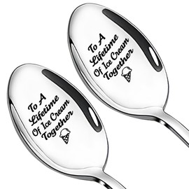 Wedding Gifts for Boyfriend Girlfriend Engagement Gifts for Women Men Wife Husband Birthday Gift for Fiance Fiancee Ice Cream Spoon Gift for Him Boyfriend Bf Fiance Birthday Gift for Hubby Wifey 2 PCS