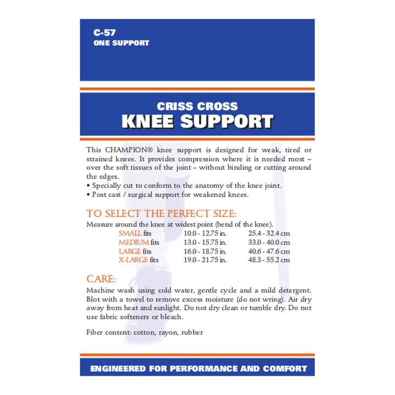 CHAMPION Knee Support Criss-Cross Style Knit Elastic, Beige, Small