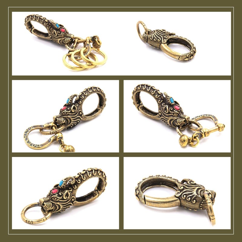[XP Design] Brass Brass Crown Dragon Key Chain Key Ring