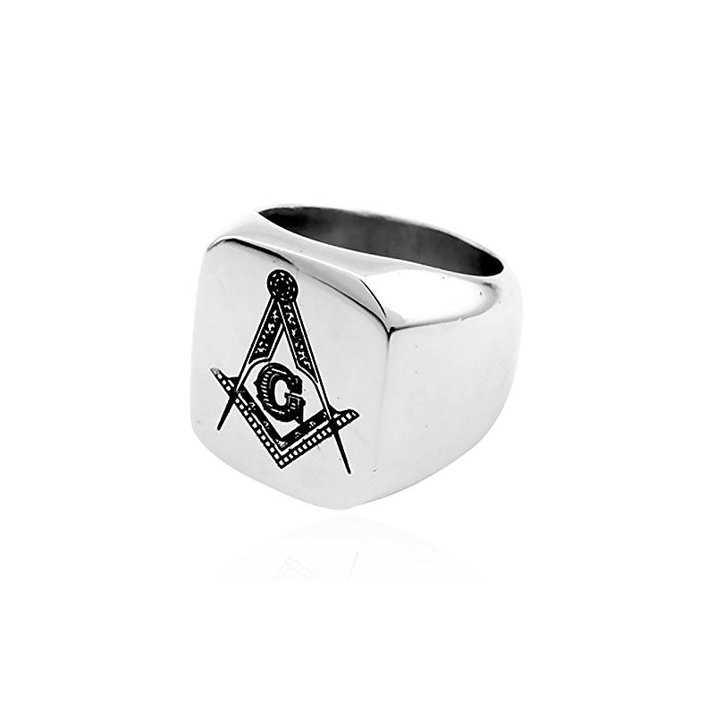 Autiga Masonic Ring Men's Stainless Steel Angle Compass Masonic Signet