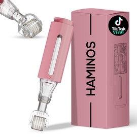 Derma roller with Reservoir for Lips, Skin, Hair, Wrinkles, Stretch Marks, Hyperpigmentation INSTANT SERUM APPLICATION, 105 Titanium Needles 0.25 mm