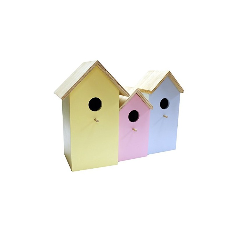 Garden Mile® Triple 3 In 1 Colourful Wooden Garden Birdhouse