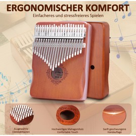 DMTIVMG Kalimba 21 Keys Kalimba Instrument Mini Finger Piano Finger Thumb Piano Kalimba Thumb Piano for Music Lovers Beginners with Teaching Material, Tuning Hammer
