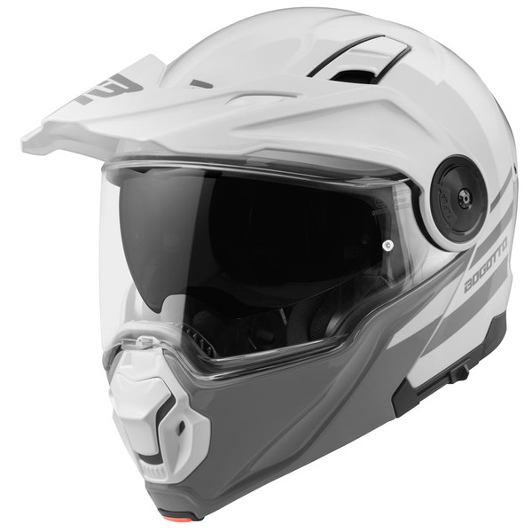 Bogotto FG-102 Duo Fibreglass Flip-Up Helmet, White, XS