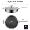 Tibbicc Saute Pan with Lid–12 Inch Deep Frying Pan 5.2