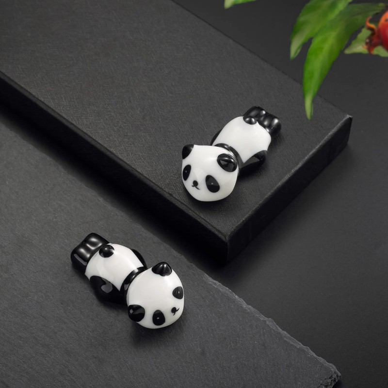 Set of 6 ceramic panda chopsticks rests with gift box,