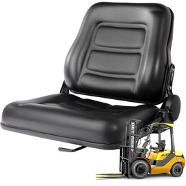 Universal Forklift Seat with Adjustable Backrest - Durable Leather Comfortable Replacement Forklift Seat, High-Resilience Foam, Fits Forklift, Dozers, Excavators, Tractors and More…