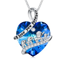 YYB Elephant Mama Necklace 3 Calfs Sterling Silver Jewelry Gifts for Women Mom Mothers Day Birthday Anniversary Elephant Necklaces