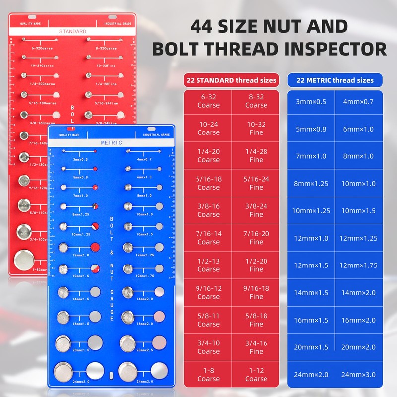 Clonivent Nut and Bolt Thread Checker Standard and Metric, 44