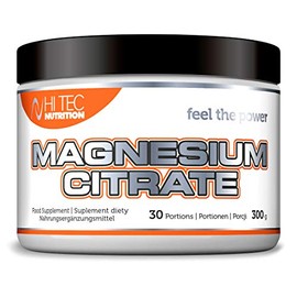 HI TEC NUTRITION Magnesium Citrate Pulver Hochdosiert - Nahrungsergänzungsmittel Magnesium Citrat mit Vitamin C und B6 - Magnesiumcitrat Pulver 300g mit Orangengeschmack