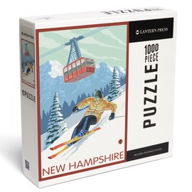 New Hampshire, Skier and Tram (1000 Piece Puzzle, Challenging Jigsaw Puzzle for Adults, Made in USA)