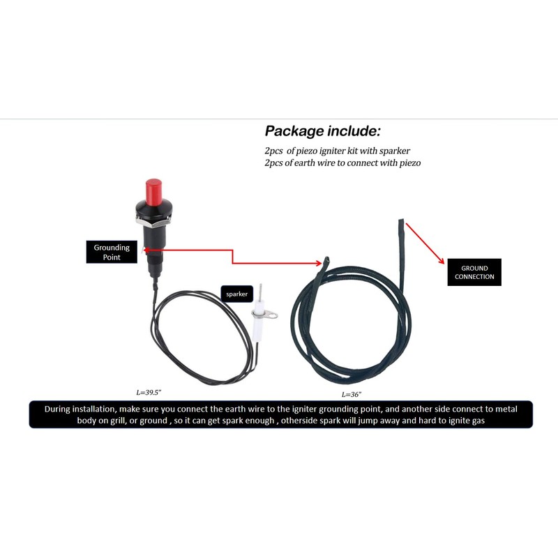 MENSI Piezo igniter with Spark Ignition Eelectrode Assembly Kits 39.5"