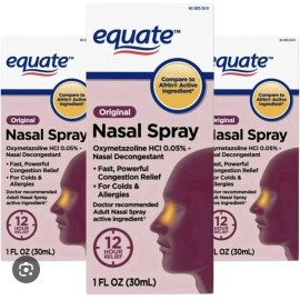 EQUATE 3 Pack Equate Nasal Spray 12 Hour Cold & Allergy  1 Oz ( 30 ml ) Ea EXP 12/2026