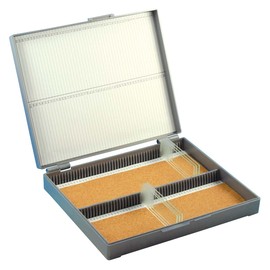 Globe Scientific 513079G ABS Plastic Slide Storage Box for 100 Slides, Cork Lined, Dark Gray