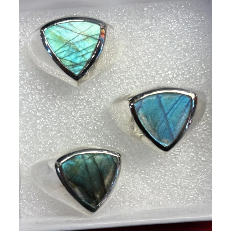 Natural Creations mens sterling silver ring Size 8 Labradorite