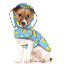 HDE Dog Raincoat with Clear Hood Rain Jacket Poncho for Small Medium Large Dogs Sailor Ducks Blue - M